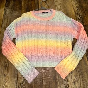 RAINBOW sweater! Super soft! Says L but can fit as a M